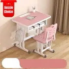 Kids Study Desk and Chair Set Adjustable Height Student Table Storage Drawer Pin