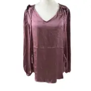 NWT Philosophy Silky Mauve Pink Purple Peasant Blouse