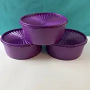 Tupperware Servalier Stacking Cookie Canisters One Touch Seal Dark Purple Set 3