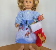 Reindeer, Snowmen & Snowflakes Christmas Dress + Stocking - fits Chatty Cathy