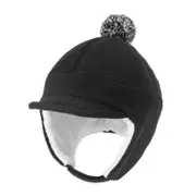Nevenka Winter Outdoor Peaked Hat with Earflaps For Children-Black