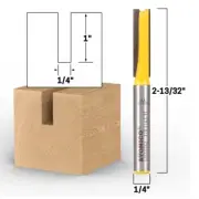 1/4" Diameter X 1" Height Straight Router Bit - 1/4" Shank - Yonico 14022q