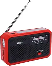 Emergency Weather Radio, Solar Hand Crank AM FM Radio, LED High Brightness Flashlight, for Daily Carry, Camping, Hiking, Night Riding (Red)