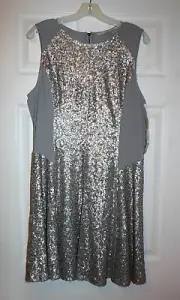 Rachel Roy Woman 14 Gray / Silver Sequined Cocktail Party Dress NWT