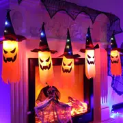 Halloween Led Flashing String Light Hanging Ghost Pumpkin Hat Lamp Prop Halloween Decor
