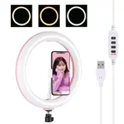 26cm Usb 3 Modes Dimmable Led Ring Light with Phone Clamp