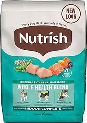 Nutrish Indoor Complete Chicken, Lentils & Salmon Recipe Dry Cat Food 14 lb. Bag, Packaging May Vary (Rachael Ray)