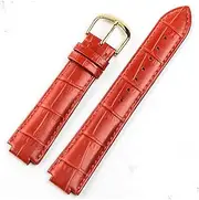 [WAHRE] Genuine Leather Watch Strap Suitable Fit for Cartier Convex Interface16/18/20/22mm Men's/Women's Watch Chain Replacement Accessories(Red Gold Buckle,18x11mm)