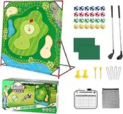 Chip and Stick Golf Game,Golf Practice Mat | with Club Balls Storage Bag, Putting Training Toy Sports Activities for Kids Adults Home Backyard
