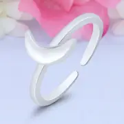 7.5mm Crescent Moon Band 925 Sterling Silver Toe Ring Thin Adjustable Toe Ring