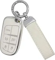 SUNCARACCL for Jeep Key Fob Cover with Leather Keychain