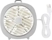 ini USB Table Fan with Rotating Cover Mask 3 s 180° Wind Direction and Adjustable Night Light Desktop Fan for Office Home