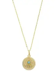 [Georgini] Opal Glow Created Hamsa Medallion in Gold