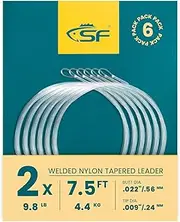 SF Pre-Tied Loop Fly Fishing Tapered Leader Nylon(6 Packs) 7.5FT 9FT 12FT 0X 1X 2X 3X 4X 5X 6X 7X