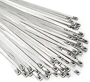 SunplusTrade 100pcs 11.8 Inches Stainless Steel Exhaust Wrap Multi-Purpose Locking Cable Zip Ties