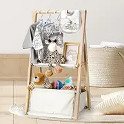 GiftAmaz Wooden Double-Layered Baby Shower Crate Closet, Baby Storage Crate with Handle, Multi-Layered Basket for Baby Shower Gifts, Welcome Gift Basket for Newborn, Pregnancy Gifts for New Parents