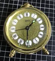 Vintage Wehrle Wind-up Alarm Clock Gold Tone Made in Germany