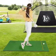 CostwayArtificial Turf Mat for Indoor/Outdoor Golf Practice Includes 2 Rubber Tees and 2 Alignment Sticks-S