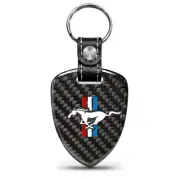 Ford Mustang Tri-Bar Real Black Carbon Fiber Large Shield-Style Key Chain