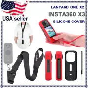 Silicone Protective Bumper Case Cover Anti-loss Lanyard For Insta360 X3 / ONE X2