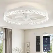 Flush Mount Ceiling Fan with Lights and Remote, 19.7'' Low Profile, 3000