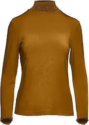 [Love My Fashions] Women's Ruffle Polo Neck Long Sleeve Top Stretchy Pullover Frill High Neck Ladies T-Shirt Plus Size