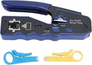 Pass Through Ethernet Crimper, CAT6 RJ45 Cutter Kit, Carbon Steel, All-in-One, for RJ11 RJ12 Telephone