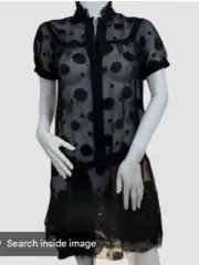 NWT Anna Sui x Target Collab Black Sheer Polkadot Dress Bow Tie Belt XS!! Sexy