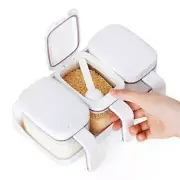 seasoning containers,condiment containers with lids and spoon,visible PET clear