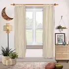 Valentine Crinkle Cotton Sheer Curtains 2 Panels Set Light Filtering Rod Pock...