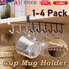 Multi-Function Cup Mug Holder 6 Hooks Metal Under Shelf Hooks for Kitchen Closet