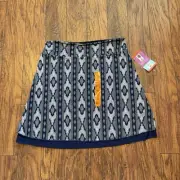 NWT Tranquility Womens Skirt Size XXL Blue Aztec Pattern Lined Stretch Pull On