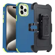 For iPhone 15 Pro Max Belt Clip Phone Case TPU+PC Kickstand Shockproof Cover