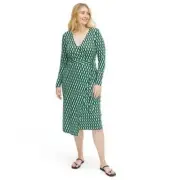 Diane Von Furstenberg X Target Womens Midi Arrow Geo Green Wrap Dress Small DVF