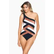 Miraclesuit Size 12 Black Spectra Matrix One Piece Swimsuit One Shoulder OS33-12