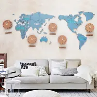 在飛比找松果購物優惠-簡約風格掛鐘 世界地圖造型 創意辦公室牆面裝飾 (8.3折)