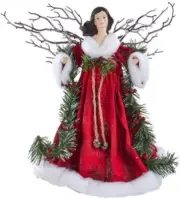 Kurt Adler 14-Inch Fabric Mache Red Angel Treetop