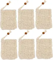 Healeved Set 6pcs Drawstring Mesh Bag for Soap Toilet Holder Beige Foam Enhancer