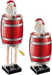 Generic Funny Cigarette Holder, Automatic Dispenser, Prank PopUp Box, Santa Claus in Wooden Barrel, Creative Spoof Figurine