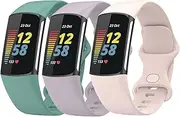 3 pack Sport Bands for Fitbit charge 6 Band/for Fitbit Charge 5 Band Women Men, Soft Silicone Strap Replacement Wristbands
