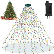 Christmas Tree Lights 400 LED,2M x 16 Lines Waterfall Chrsitmas Lights，8 Modes Chrsitmas String Lights for 1.8M - 2.4M Xmas Tree，Outdoor Christmas Decorations