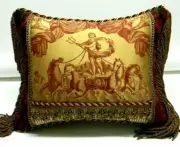 Vintage Mythical Silk Toile "Adolfo" Designer accent Pillow with insert
