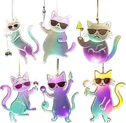 Sun Catchers | Window Light Catcher - 2D Acrylic Cat Design Colorful Craft Decorations for Birthday Garden Home Arts Decorative