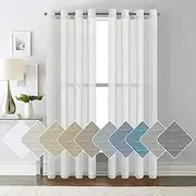 Smarcute Natural Linen Blended Curtains Semi Sheer Textured Linen Curtain Draperies Light Filtering Privacy Eyelet Winow Curtain Casual Draperies - White, Sold Pair, Each Piece 132 x 213 - cm