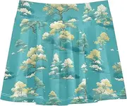 [FRODOTGV] Green Large Trees Tennis Skirts Girls with Built in Shorts Skirt for Little Girl Pleated Skirts for Kids