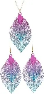 [COSMEVIVI] Leaf Necklace Chain Women Teardrop Earrings Necklaces Hoops Crawler Link Dangling Trendy Necklace Charms Ladies Decoration Novel Jewelry Supplies Stainless Steel
