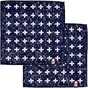 Nishio IBT-303-01-2P Imabari Towel Certified Hand Towel, Set of 2, Made in Japan, 100% Cotton, 7.9 inches (20 cm), Double-Sided Pile, Water Absorbent, Cross Pattern, Imabari Mini Towel Handkerchief