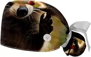 [YTYVAGT] 2-Pc,Gourd-Shaped Working Cap,Fisherman Hat with Buttons and Cotton Sweatband,Forest Red Panda Fruit