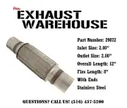 2" X 8" X 12" Exhaust Warehouse Flex Pipe With Ends Heavy Duty Double Braided