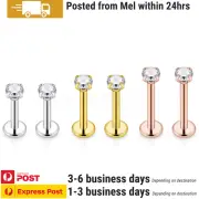 6PCS Labrets Stud Surgical Steel Stone Monroe Lip Ring Body Piercing Jewellery